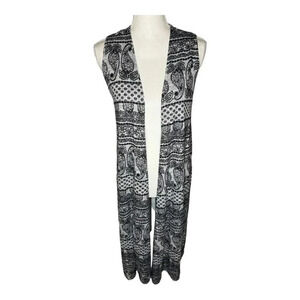 NEW LuLaRoe XS Joy Black‎ & Gray Paisley Print Sleeveless Vest NWT